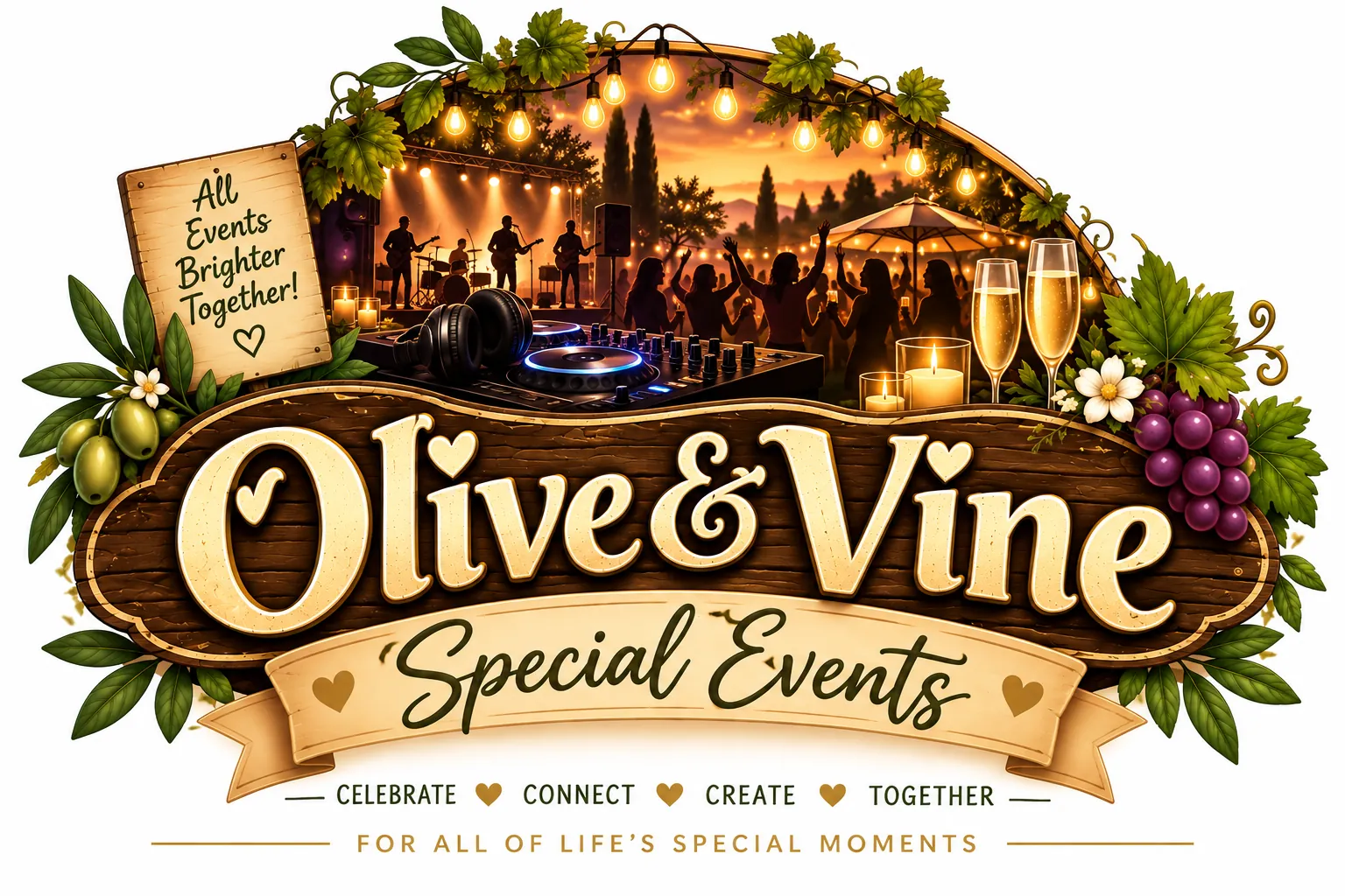 Olive & Vine Special Events artwork celebrating life's special moments