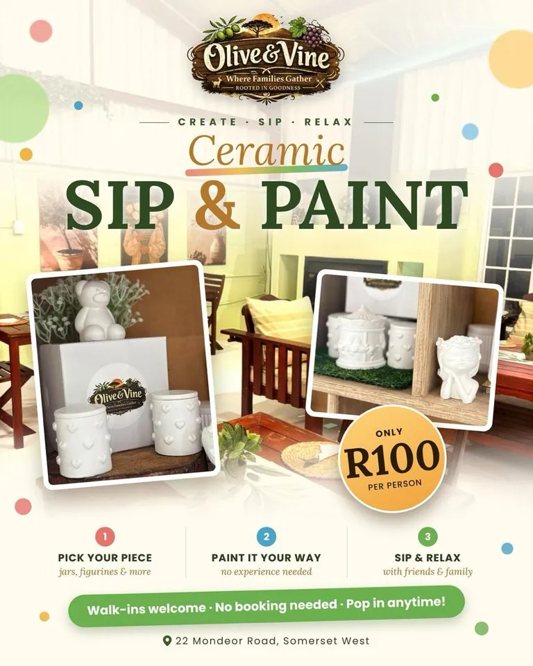 Olive & Vine Ceramic Sip & Paint special promotion poster